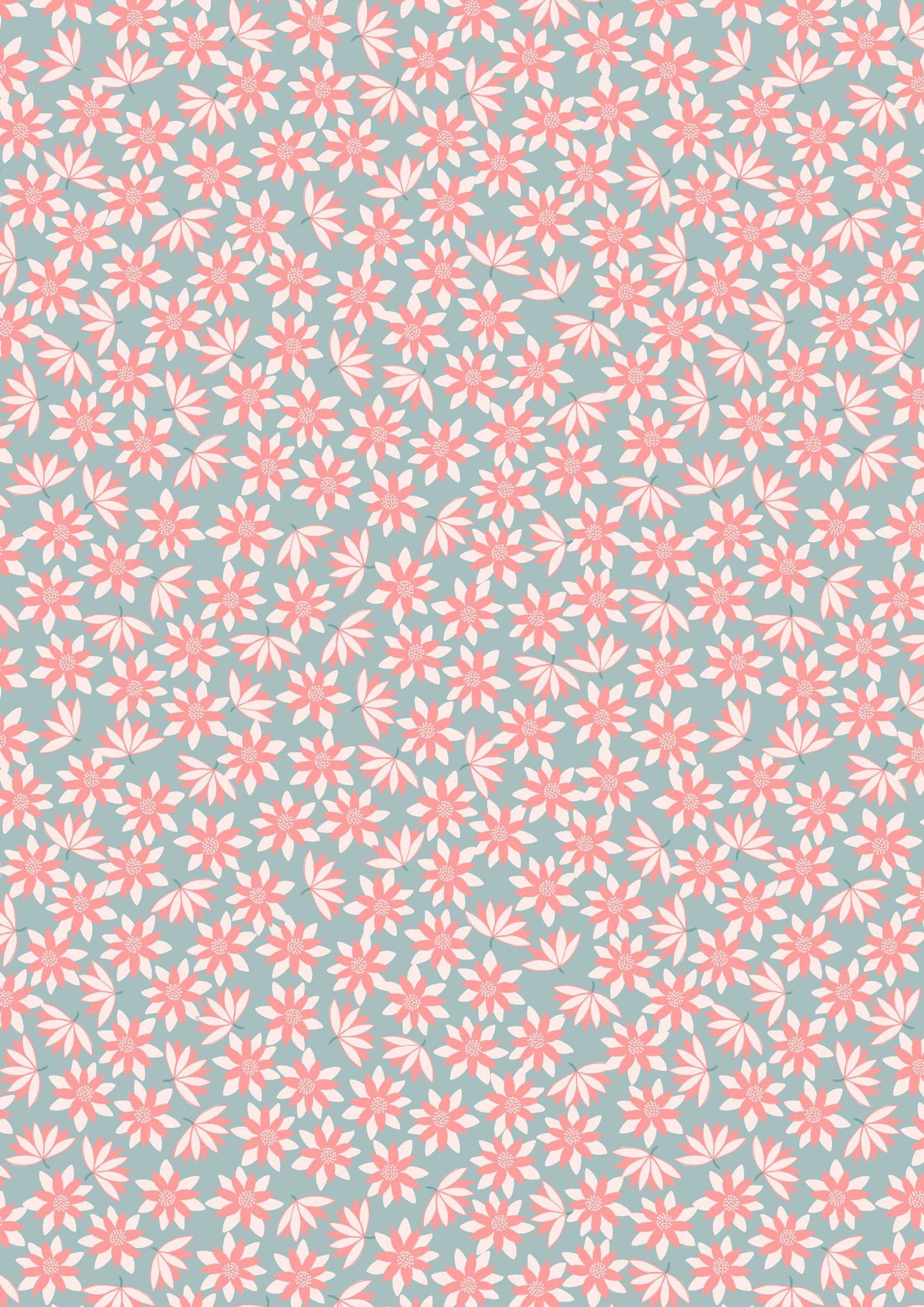 Lewis & Irene On The Lake Fabric Collection Pink Lillies on Blue Premium 100% Cotton Quilt Shop Quality Fabrics