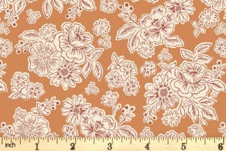 LAST BOLT! Lewis & Irene Hannah’s Flowers Fabric Collection Flower Blooms on Terracotta Premium 100% Cotton Quilt Shop Quality Fabrics