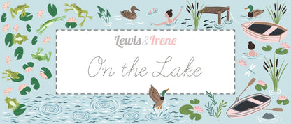 Lewis & Irene On The Lake Fabric Collection A Dip in the Lake on Duck Egg Blue Premium 100% Cotton Quilt Shop Quality Fabrics