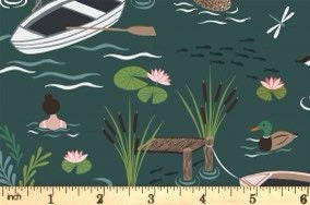 LAST BOLT! Lewis & Irene On The Lake Fabric Collection A Dip in the Lake on Dusk Premium 100% Cotton Quilt Shop Quality Fabrics