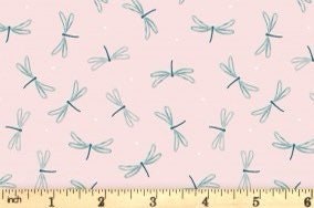 Lewis & Irene On The Lake Fabric Collection Dragonfly on Palest Pink Premium 100% Cotton Quilt Shop Quality Fabrics