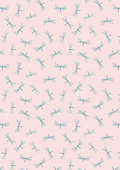 Lewis & Irene On The Lake Fabric Collection Dragonfly on Palest Pink Premium 100% Cotton Quilt Shop Quality Fabrics