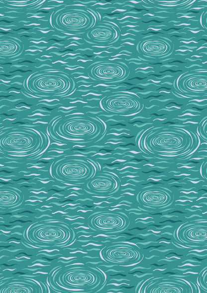 LAST BOLT! Lewis & Irene On The Lake Fabric Collection Lake Ripples on Dark Turquoise Premium 100% Cotton Quilt Shop Quality Fabrics