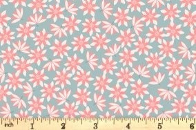 Lewis & Irene On The Lake Fabric Collection Pink Lillies on Blue Premium 100% Cotton Quilt Shop Quality Fabrics