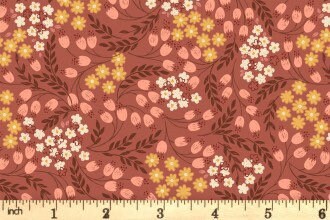 LAST BOLT! Lewis & Irene Hannah’s Flowers Fabric Collection Hannah’s Flowers on Rusty Rose Premium 100% Cotton Quilt Shop Quality Fabrics