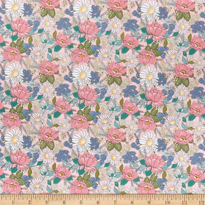 LAST BOLT!! Poppie Cotton Country Roads Fabric Collection Country Roads Floral on Pink Premium 100% Cotton Quilt Shop Quality Fabrics