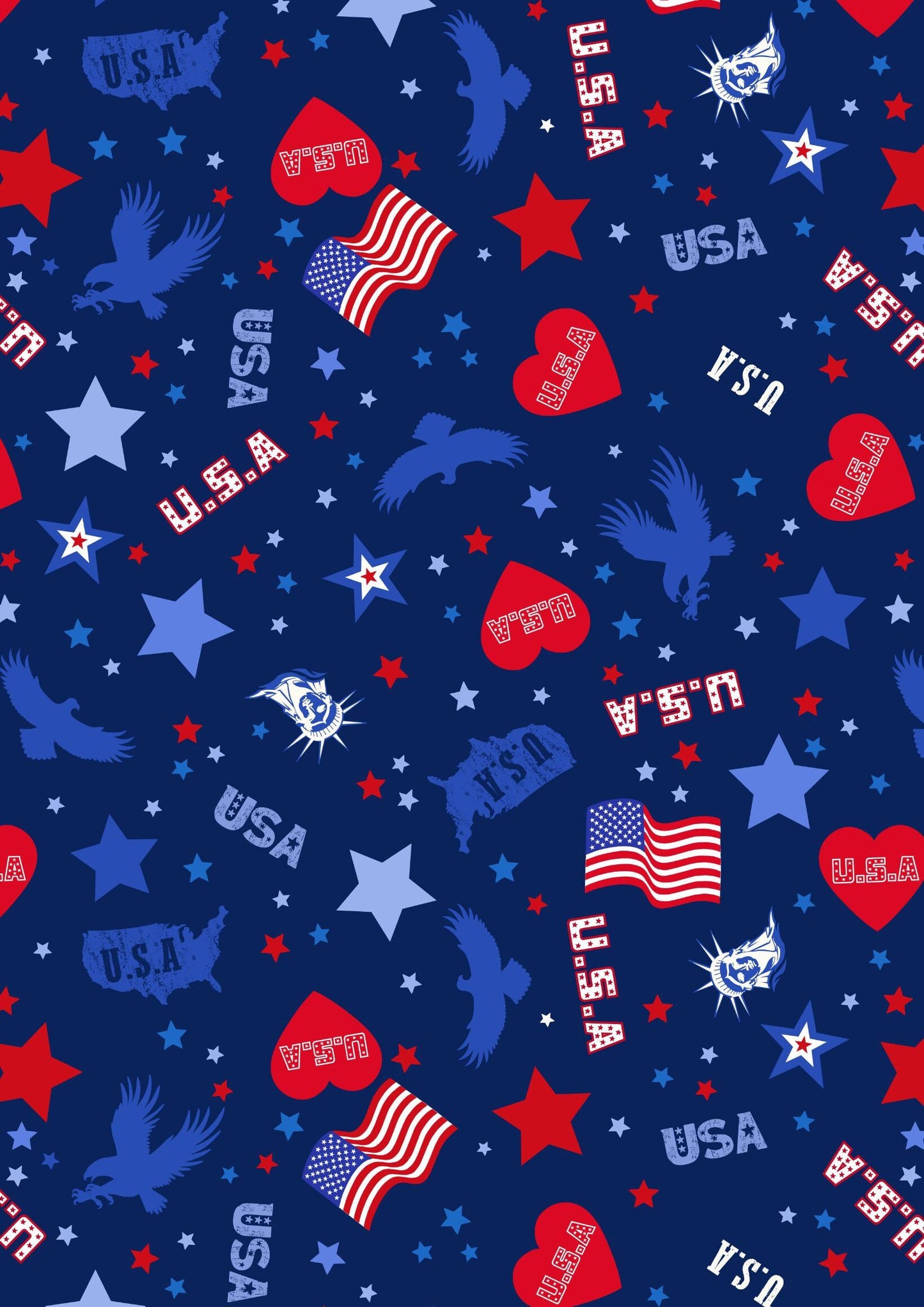 Lewis & Irene Americana Fabric Collection USA Motifs on Dark Blue Premium 100% Cotton Quilt Shop Quality Fabrics