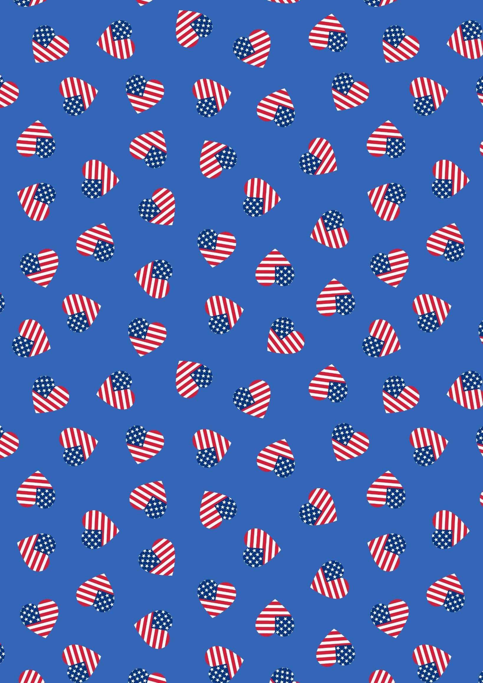 Lewis & Irene Americana Fabric Collection American Hearts on Blue Premium 100% Cotton Quilt Shop Quality Fabrics