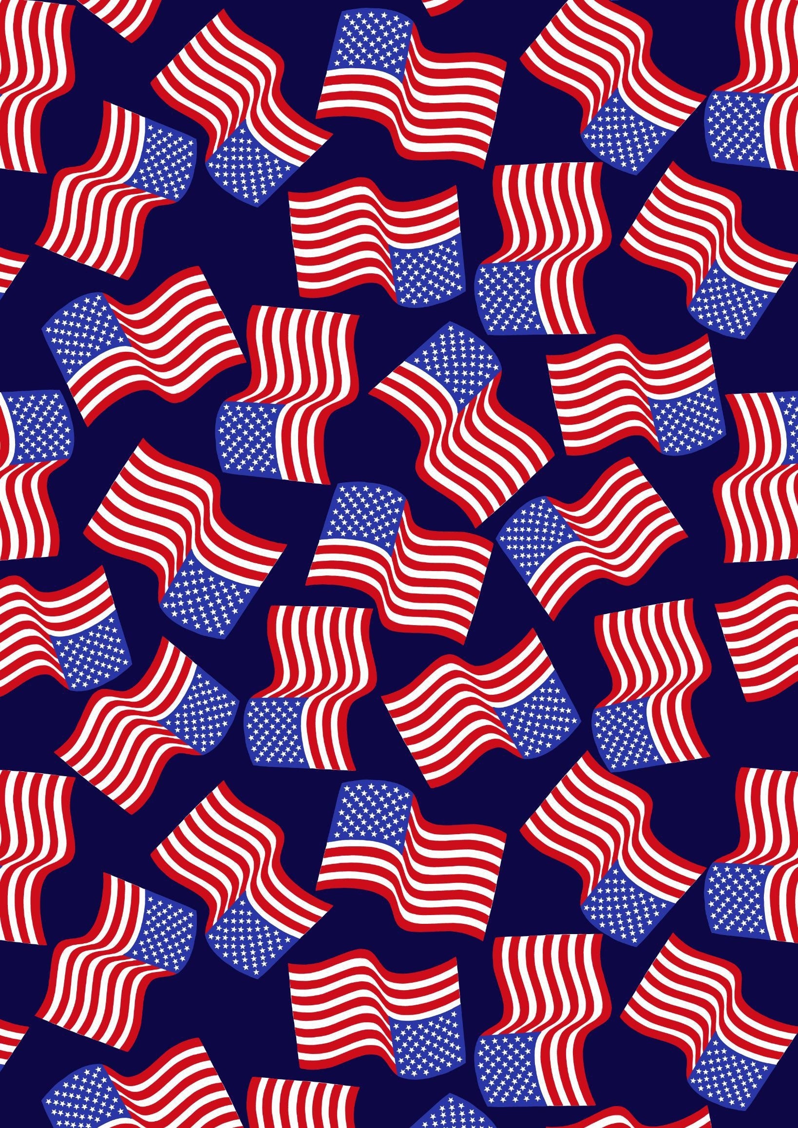 Lewis & Irene Americana Fabric Collection American Flags on Dark Blue Premium 100% Cotton Quilt Shop Quality Fabrics