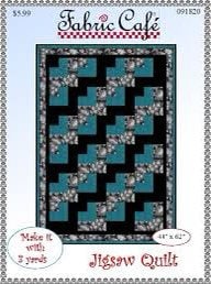 Fabric Cafe Jigsaw Quilt Pattern (uses only 3YDS of fabric) Finished Size 44”x62”