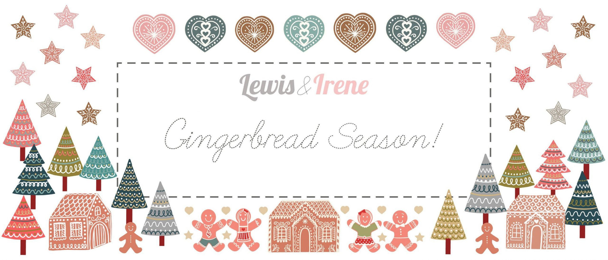 LAST BOLT!! Lewis & Irene Gingerbread Season Fabric Collection Gingerbread Forest on Red QSQ100% Cotton