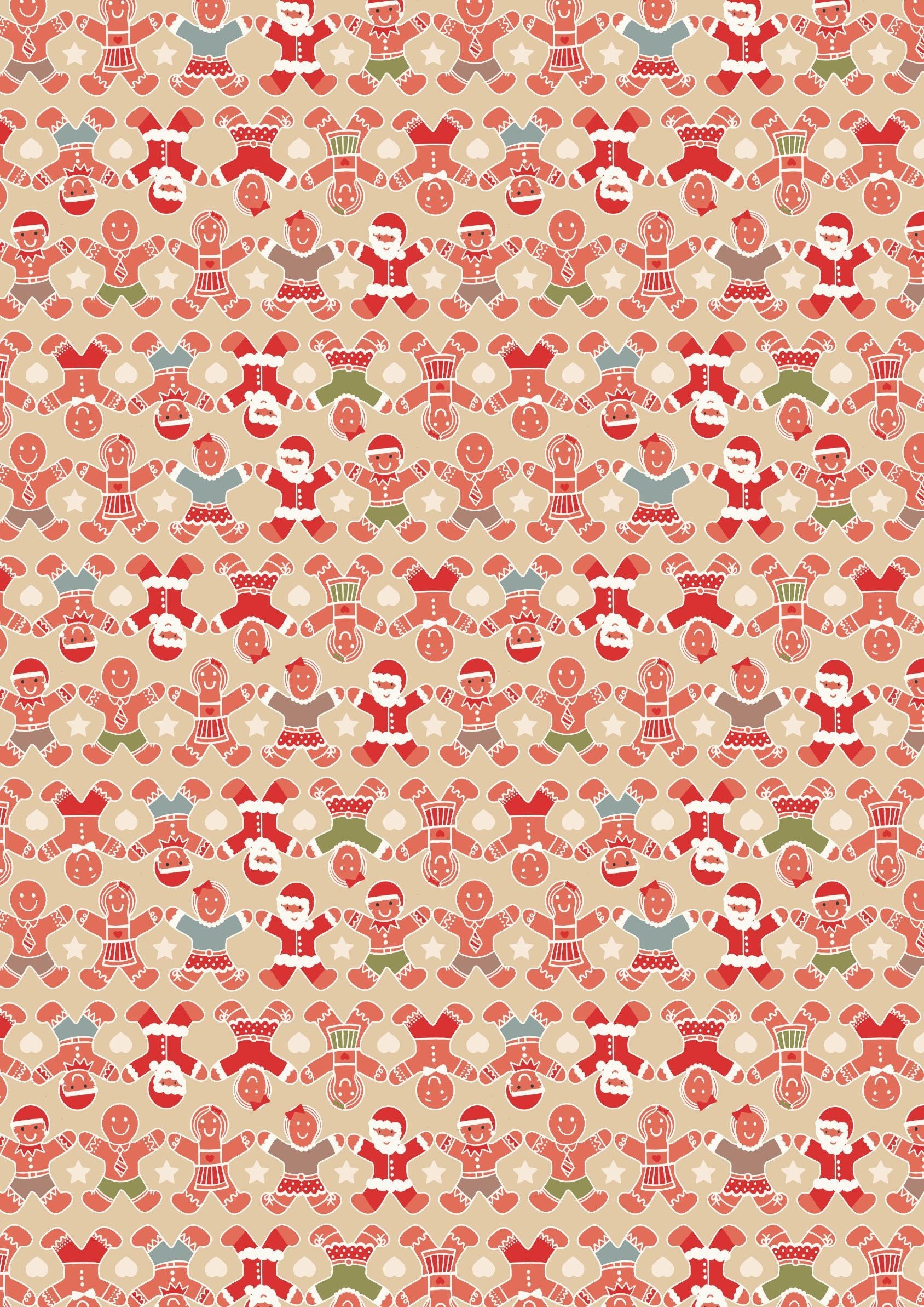 LAST BOLT!! Lewis & Irene Gingerbread Season Fabric Collection Gingerbread People on Butterscotch Premium 100% Cotton Fabrics