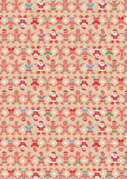 LAST BOLT!! Lewis & Irene Gingerbread Season Fabric Collection Gingerbread People on Butterscotch Premium 100% Cotton Fabrics