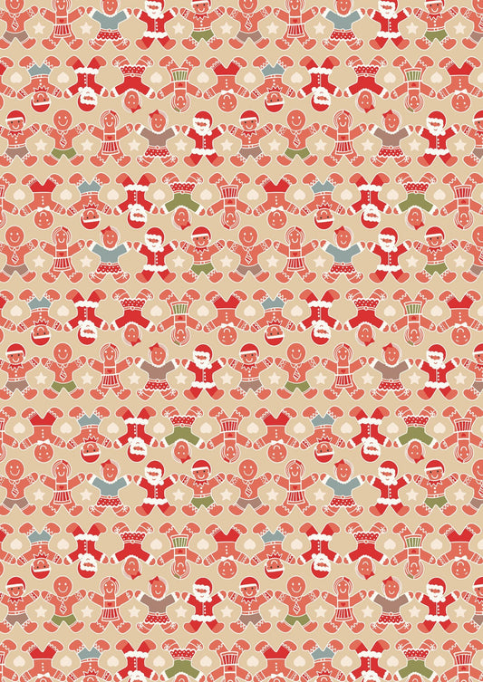 LAST BOLT!! Lewis & Irene Gingerbread Season Fabric Collection Gingerbread People on Butterscotch Premium 100% Cotton Fabrics