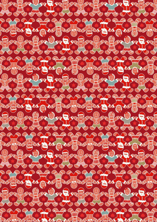 LAST BOLT! Lewis & Irene Gingerbread Season Fabric Collection Gingerbread People on Red Premium 100% Cotton Quilt Shop Quality Fabrics