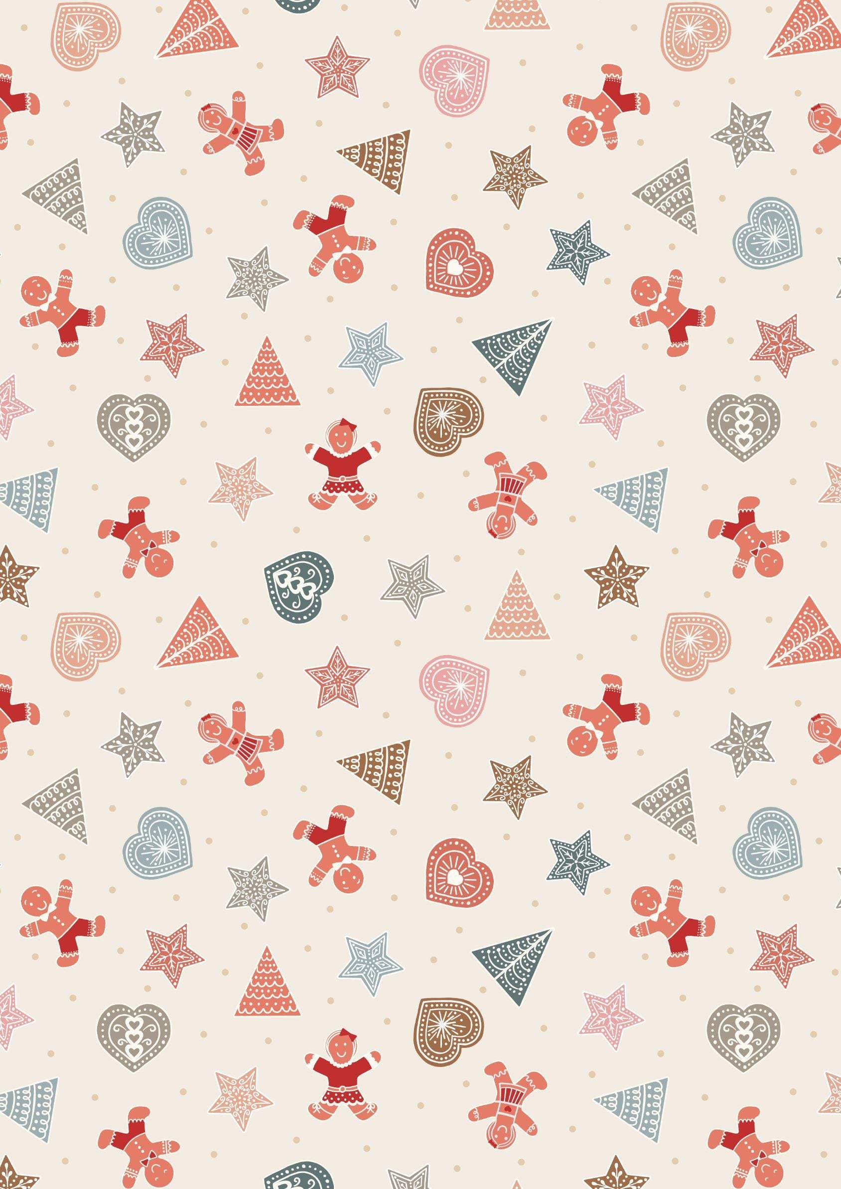 LAST BOLT!! Lewis & Irene Gingerbread Season Fabric Collection Gingerbread Shapes on Cream Premium 100% Cotton Quilt Shop Quality Fabrics