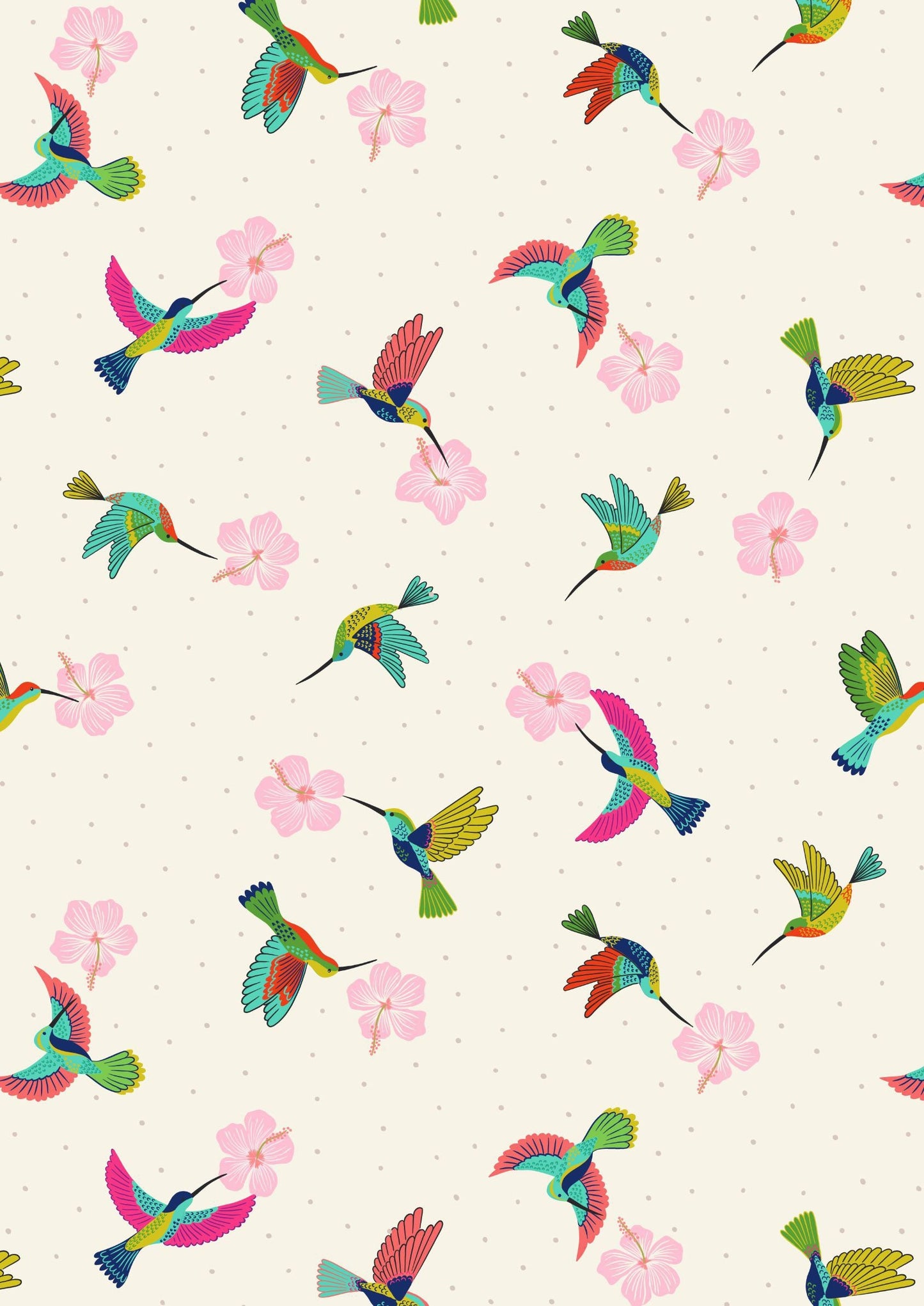 LAST BOLT!! Lewis & Irene Hibiscus Hummingbird Fabric Collection Scattered Hummingbirds on Cream Premium 100% Cotton Fabrics