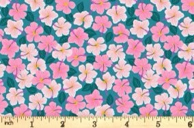 LAST BOLT! Lewis & Irene Hibiscus Hummingbird Fabric Collection Hibiscus on Blue Premium 100% Cotton Quilt Shop Quality Fabrics