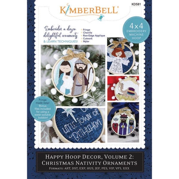 Kimberbell Happy Hoops Decor Volume II: Christmas Nativity Ornaments Machine Embroidery CD (optional accessory bundles available)