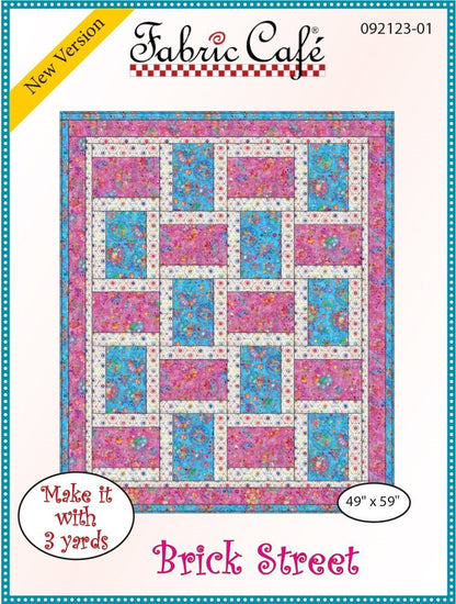 Fabric Cafe Brick Street Quilt Pattern (uses only 3YDS of fabric) Finished Size 49”x59”