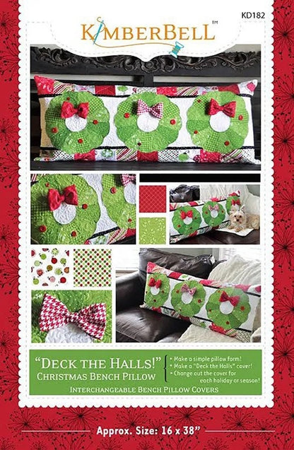 RETIRED!! Kimberbell Deck The Halls Bench Pillow Collection (Optional Machine Embroidery CD or Sewing Version)