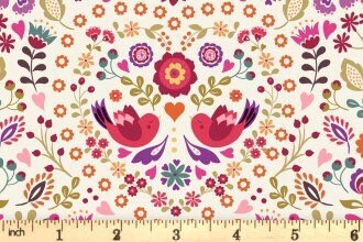 LAST BOLT!! Lewis & Irene Little Matryoshka Fabric Collection Little Bird Floral Heart on Red Premium 100% Cotton Quilt Shop Quality Fabrics