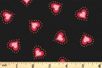 LAST BOLT! Lewis & Irene Little Matryoshka Fabric Collection Hearts on Black Premium 100% Cotton Quilt Shop Quality Fabrics