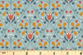 Lewis & Irene Wintertide Fabric Collection Metallic Copper Pear Hearts on Duck Egg Premium 100% Cotton Quilt Shop Quality Fabrics