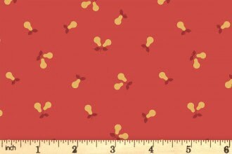 Lewis & Irene Wintertide Fabric Collection Metallic Gold Pears on Red Premium 100% Cotton Quilt Shop Quality Fabrics