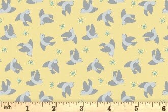 RETIRED! Lewis & Irene Oh Darling! Fabric Collection Flying Bluebirds on Lemon Premium 100% Cotton Quilt Shop Quality Fabrics