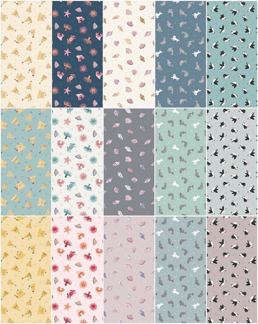 Lewis & Irene Small Things By The Sea Fabric Collection 42 Piece 10” Squares Scrumptious Layer Cake Premium 100% Cotton Fabrics