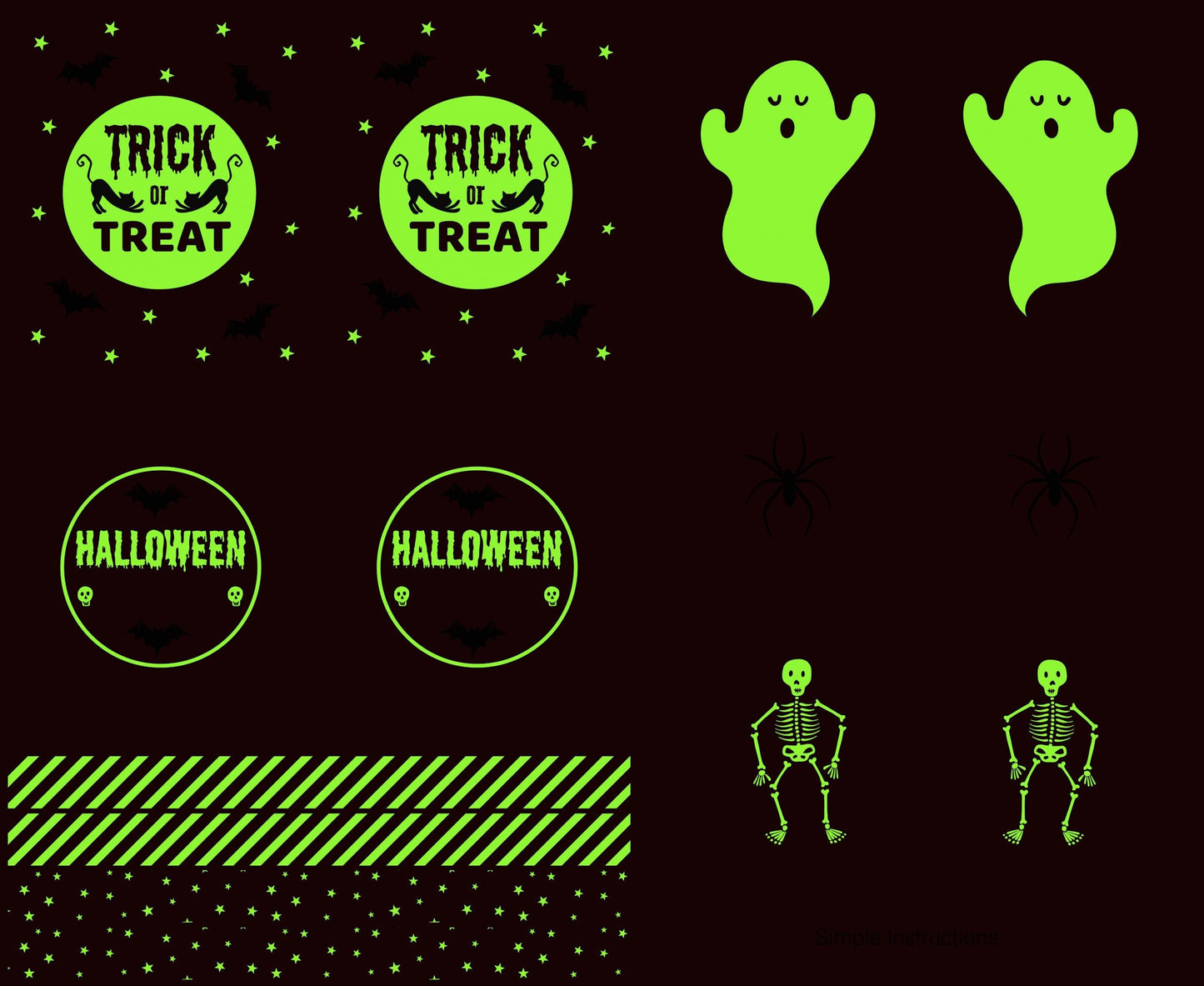 GLOWING FABRICS!! Lewis & Irene Haunted House Fabric Collection Glowing Digital Print 36” Treat Bag Panel on Black Premium 100% Cotton