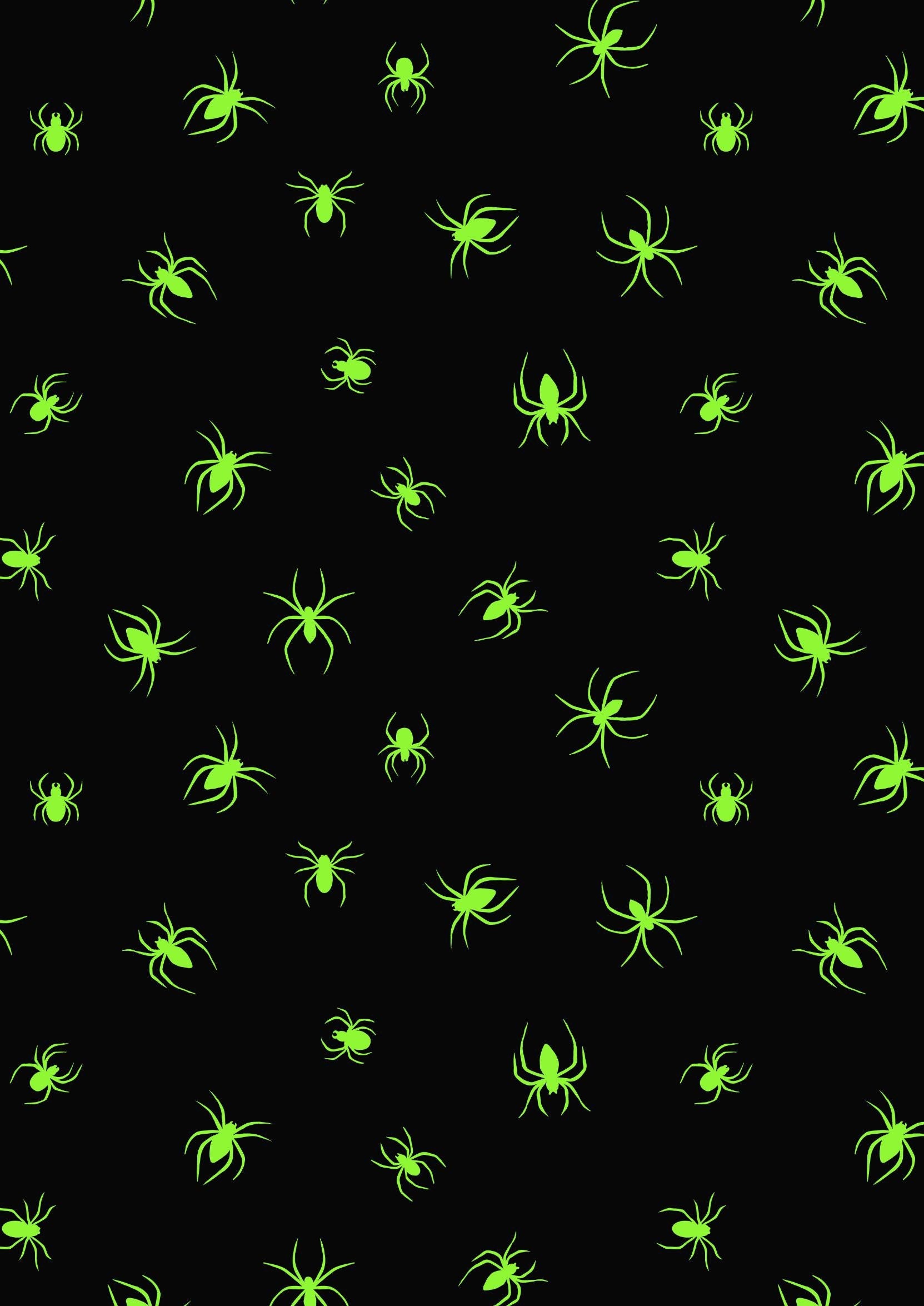 GLOWING FABRICS!! Lewis & Irene Haunted House Fabric Collection Glowing Spiders on Black Premium 100% Cotton Fabrics