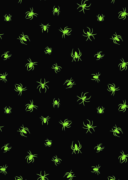 GLOWING FABRICS!! Lewis & Irene Haunted House Fabric Collection Glowing Spiders on Black Premium 100% Cotton Fabrics