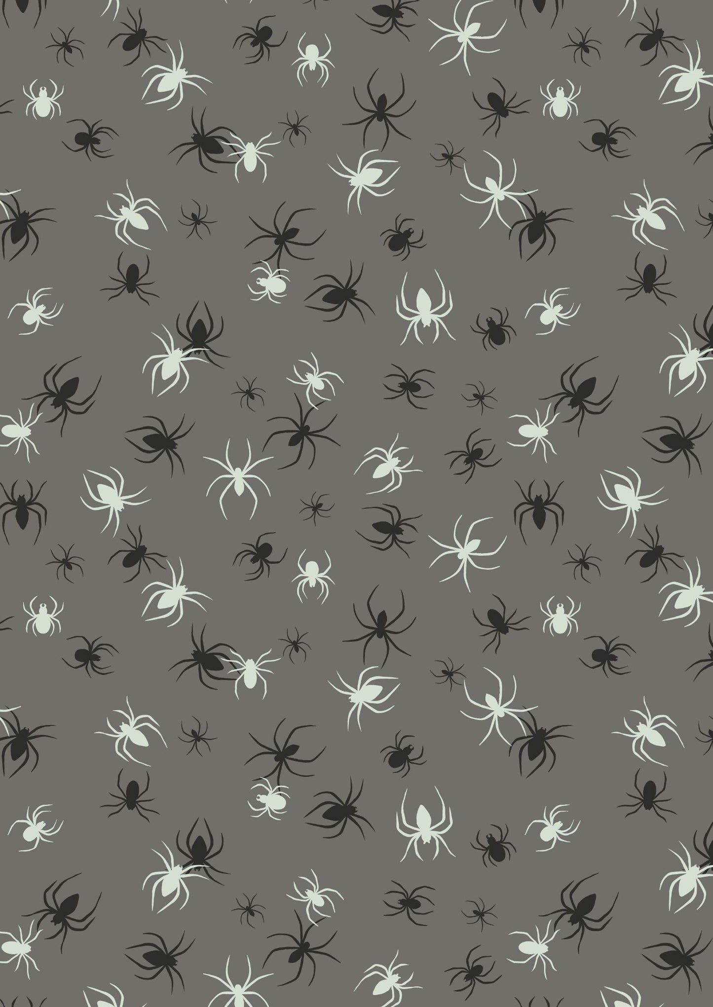 GLOWING FABRICS!! Lewis & Irene Haunted House Fabric Collection Glowing Spiders on Grey Premium 100% Cotton Fabrics