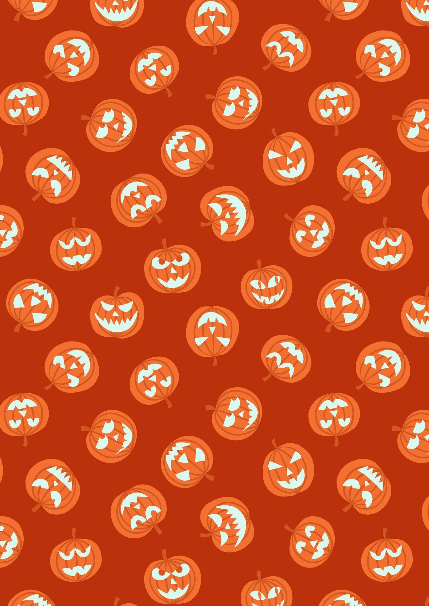 GLOWING FABRICS!! Lewis & Irene Haunted House Fabric Collection Glowing Pumpkin Faces on Orange Premium 100% Cotton Fabrics