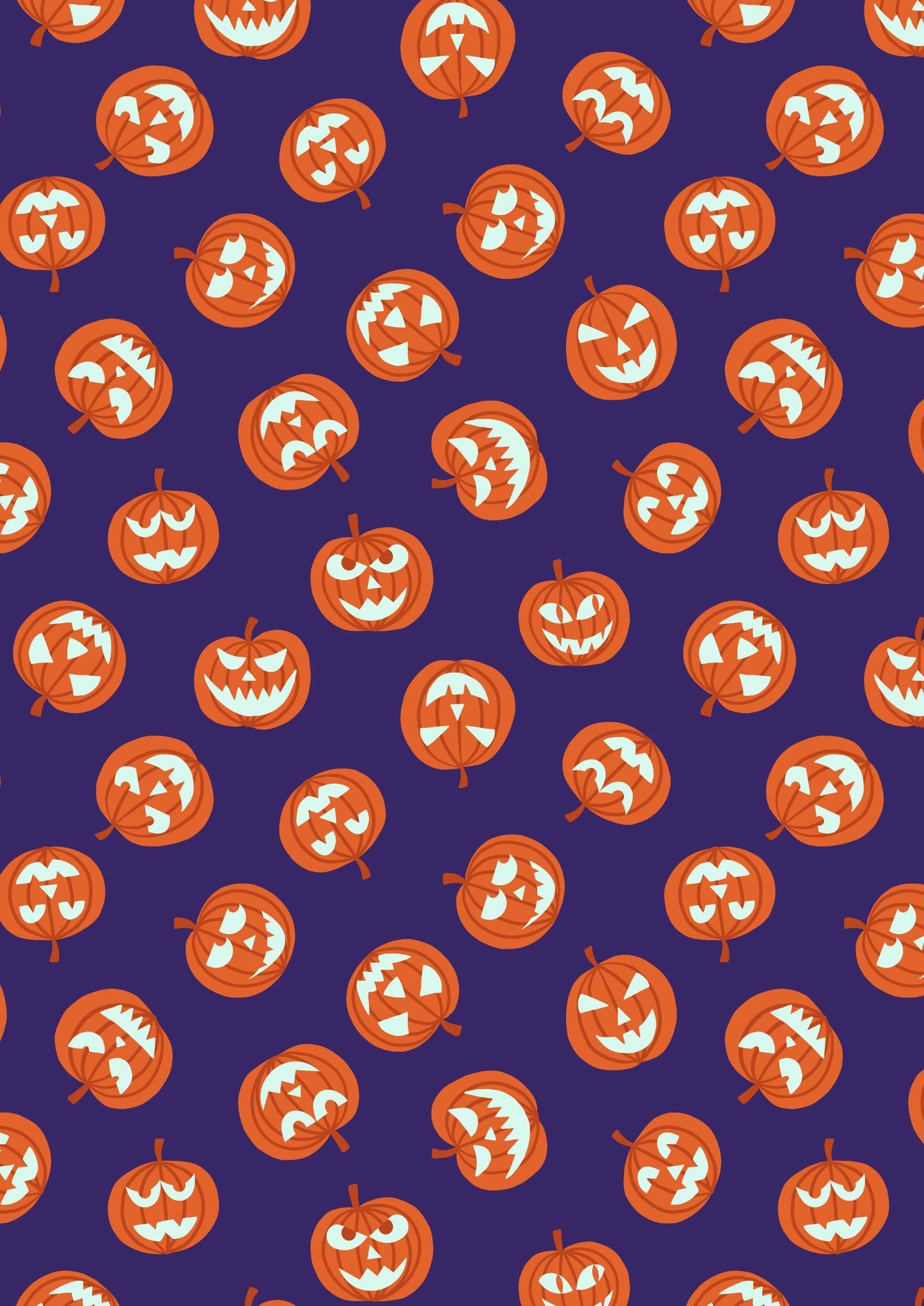 GLOWING FABRICS!! Lewis & Irene Haunted House Fabric Collection Glowing Pumpkin Faces on Purple Premium 100% Cotton Fabrics