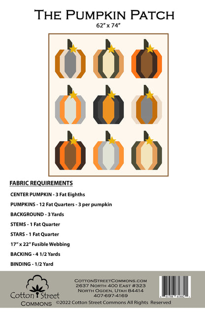 Cotton Street Commons The Pumpkin Patch Quilt Pattern Finished Size 62"x74"