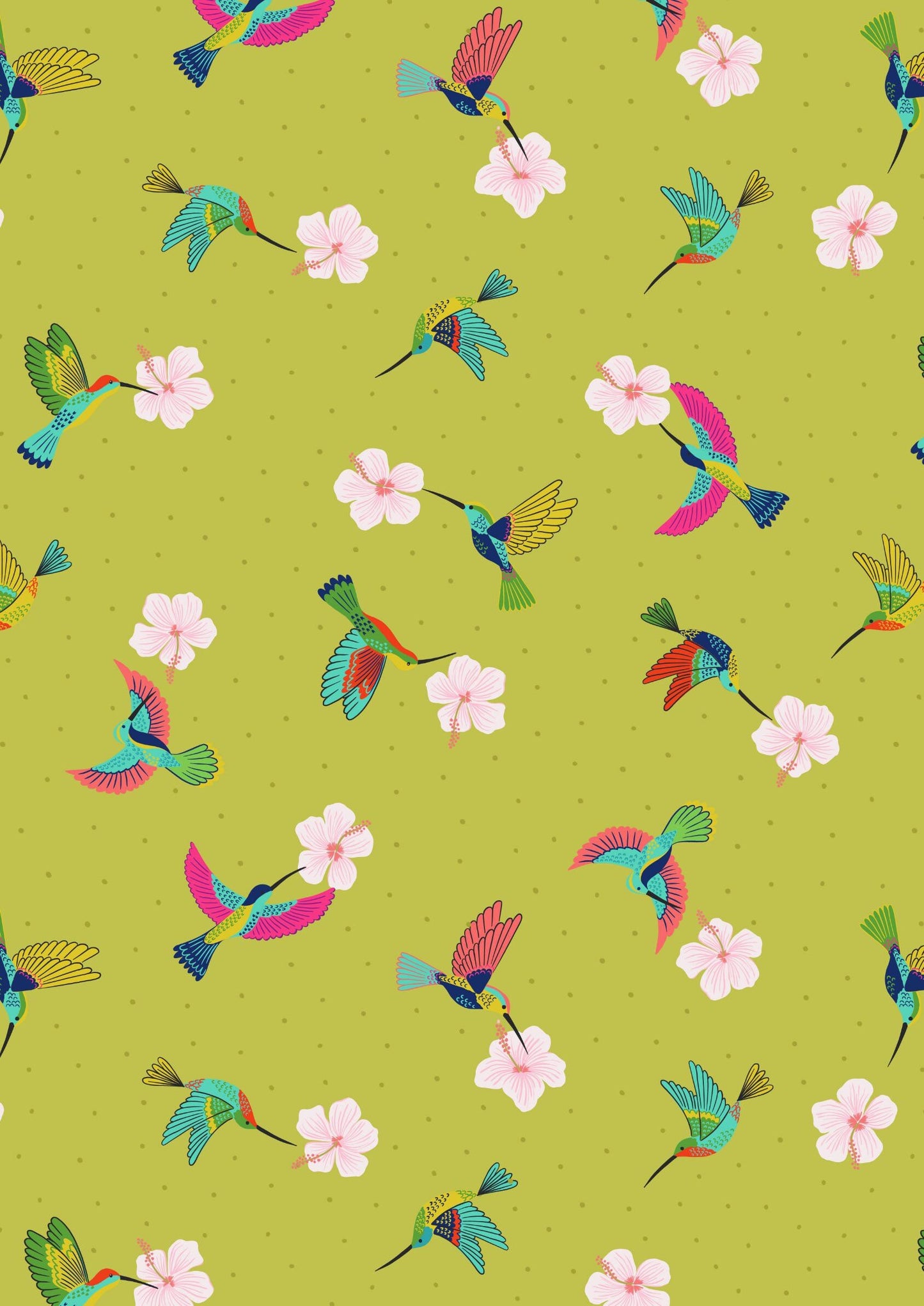 LAST BOLT! Lewis & Irene Hibiscus Hummingbird Fabric Collection Scattered Hummingbirds on Tropical Green Premium 100% Cotton Fabrics