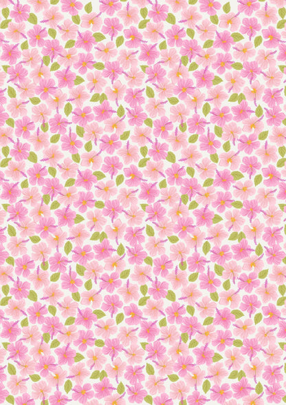 LAST BOLT! Lewis & Irene Hibiscus Hummingbird Fabric Collection Hibiscus on Cream Premium 100% Cotton Quilt Shop Quality Fabrics