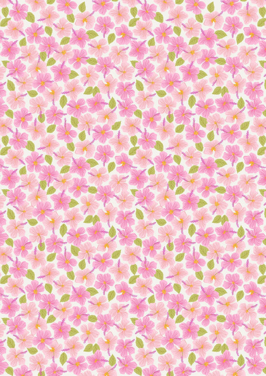 LAST BOLT! Lewis & Irene Hibiscus Hummingbird Fabric Collection Hibiscus on Cream Premium 100% Cotton Quilt Shop Quality Fabrics