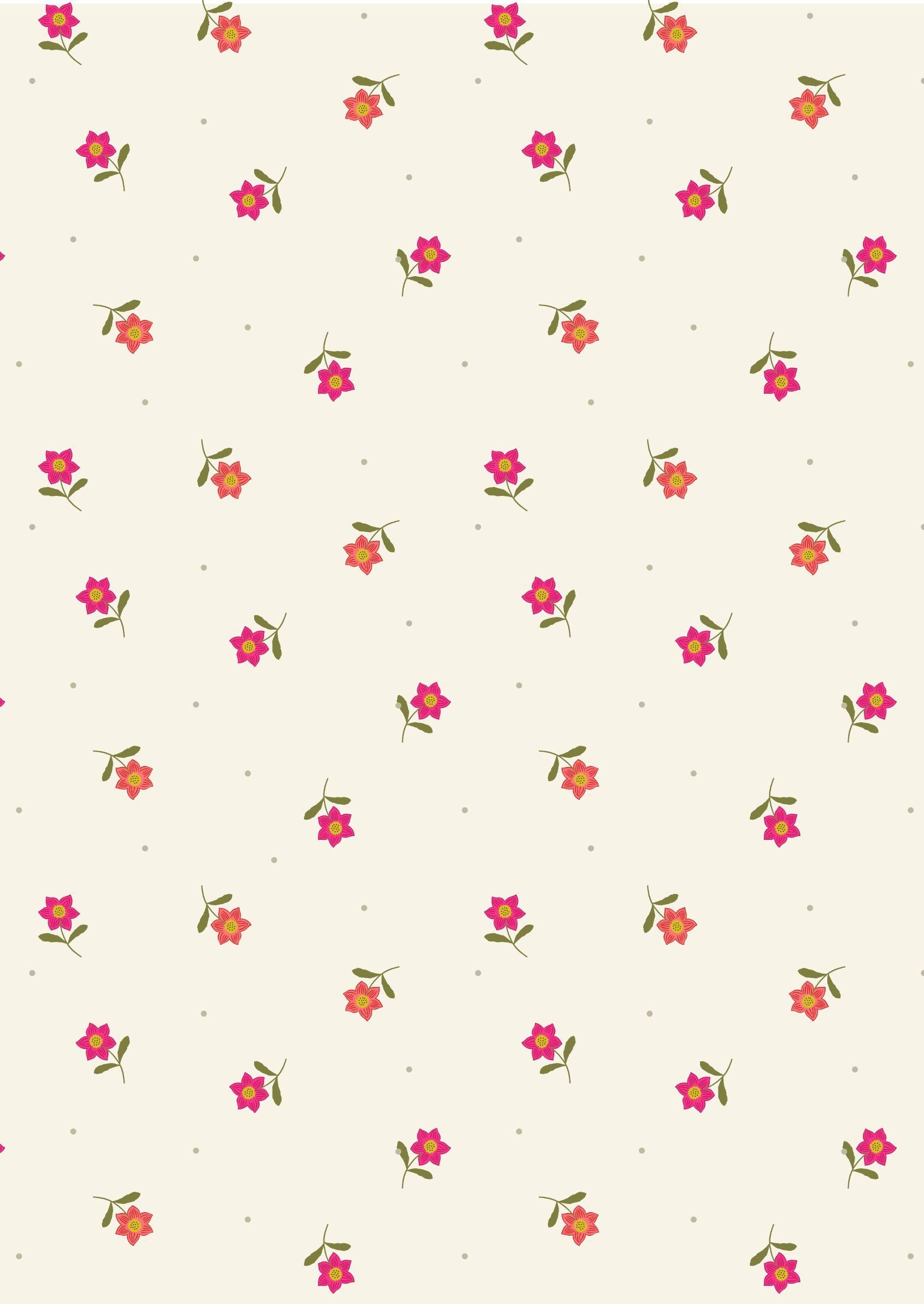 LAST BOLT! Lewis & Irene Hibiscus Hummingbird Fabric Collection Little Flowers on Cream Premium 100% Cotton Quilt Shop Quality Fabrics