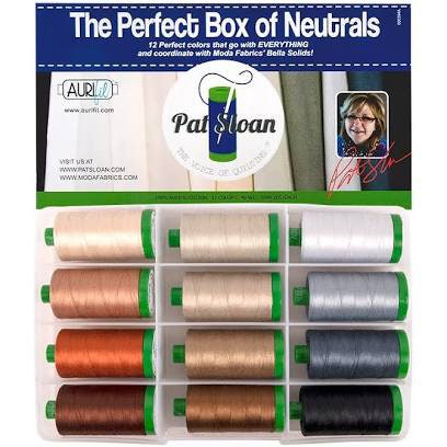 Aurifil Pat Sloan Perfect Box of Neutrals 12 Large Spool Thread Set 50WT (Large Spool 1422YDS)