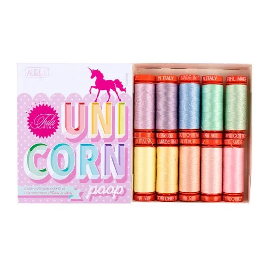 Aurifil Tula Pink Unicorn Poop 10 Small Spool Thread Set 50WT (Small Spool 220YDS)