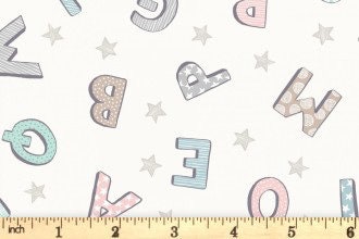 Lewis & Irene Bella Bunny and Bear Fabric Collection Alphabet on Cream Premium 100% Cotton Quilt Shop Quality Fabrics