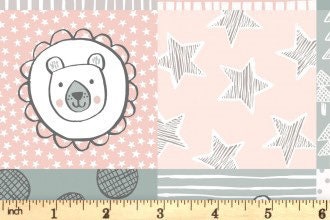 Lewis & Irene Bella Bunny and Bear Fabric Collection 3” Squares on Pink Premium 100% Cotton Quilt Shop Quality Fabrics