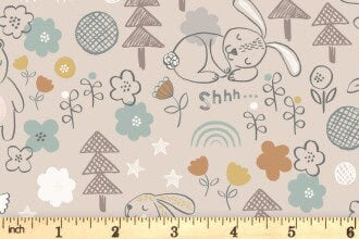 Lewis & Irene Bella Bunny and Bear Fabric Collection Bella and Bear on Natural Premium 100% Cotton Quilt Shop Quality Fabrics