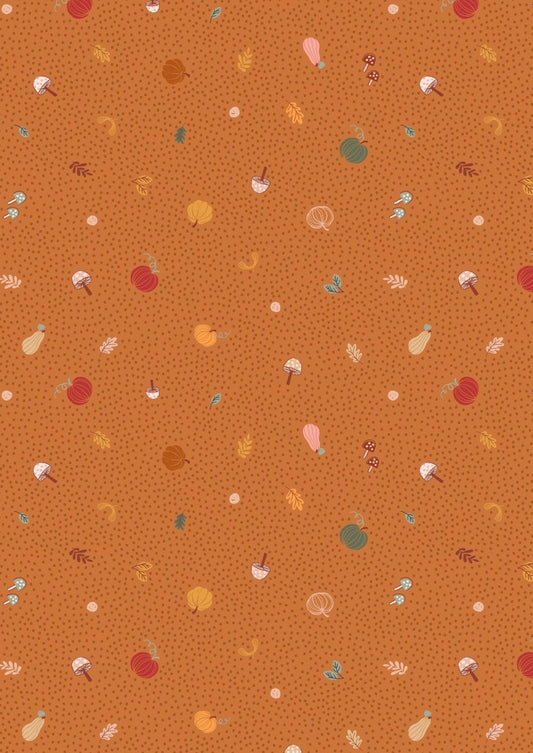 LAST BOLT! Lewis & Irene Snuggle Season Fabric Collection Little Pumpkins on Pumpkin Premium 100% Cotton Quilt Shop Quality Fabrics