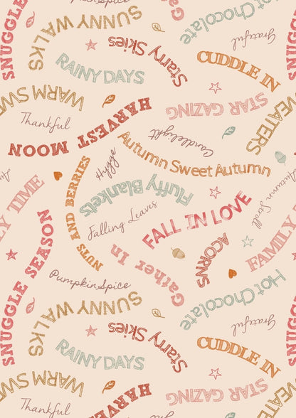 LAST BOLT! Lewis & Irene Snuggle Season Fabric Collection Cozy Words on Cream Premium 100% Cotton Quilt Shop Quality Fabrics