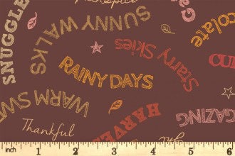 LAST BOLT! Lewis & Irene Snuggle Season Fabric Collection Cozy Words on Chocolate Premium 100% Cotton Quilt Shop Quality Fabrics